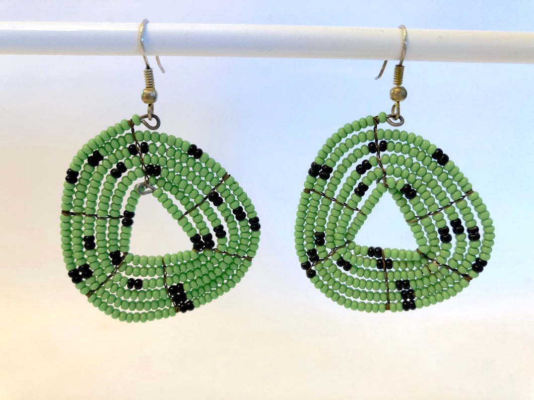 Disk Hoop Earrings - Green & Black