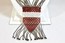 Load image into Gallery viewer, Geometric Shilluk Necklace - Gray, White &amp; Brown II