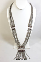Load image into Gallery viewer, Geometric Shilluk Necklace - Gray, White &amp; Brown