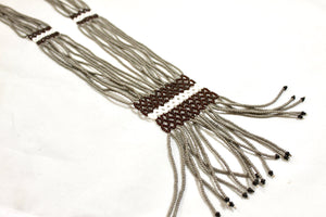Geometric Shilluk Necklace - Gray, White & Brown