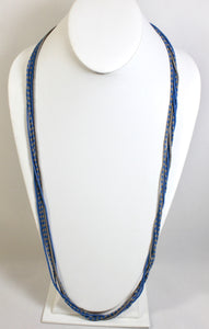 5 Strand Long Necklace - Gray & Steel Blue II