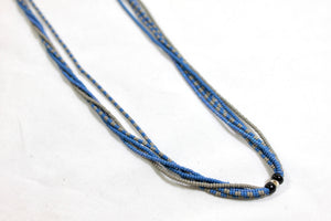 5 Strand Long Necklace - Gray & Steel Blue II