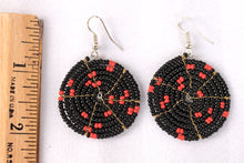 Load image into Gallery viewer, Disk Earrings - Black &amp; Red