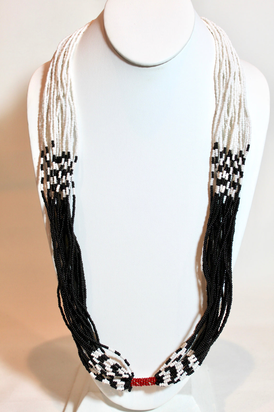 Mundari Twist Necklace - Black, White & Dark Red