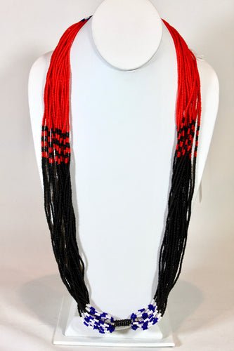 Mundari Twist Necklace - Black, Red, White & Royal Blue