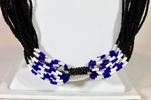 Mundari Twist Necklace - Black, Red, White & Royal Blue