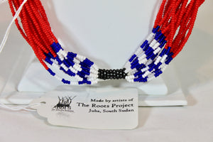 Mundari Twist Necklace - Black, Red, White & Royal Blue