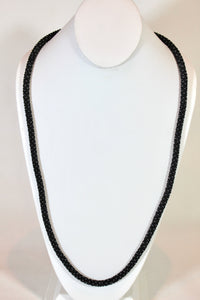 Knitted Rope Necklace - Black & Pewter