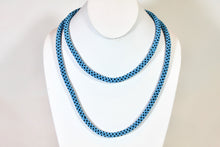 Load image into Gallery viewer, Knitted Rope Necklace - Aqua &amp; Pewter