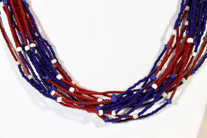 15 Strand Necklace - Red, White & Blue