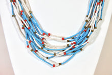 Load image into Gallery viewer, 15 Strand Necklace - Aqua &amp; White