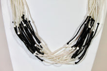 Load image into Gallery viewer, 15 Strand Necklace - Black &amp; Pearl