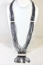 Load image into Gallery viewer, Geometric Shilluk Necklace - Pewter with white &amp; Black