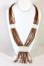 Load image into Gallery viewer, Geometric Shilluk Necklace - Brown &amp; White