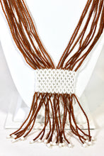 Load image into Gallery viewer, Geometric Shilluk Necklace - Brown &amp; White