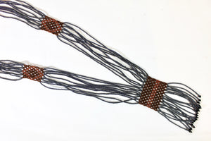 Geometric Shilluk Necklace - Pewter, Brown & Copper