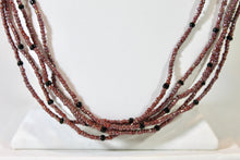 Load image into Gallery viewer, 5 Strand Long Necklace - Mauve &amp; Black