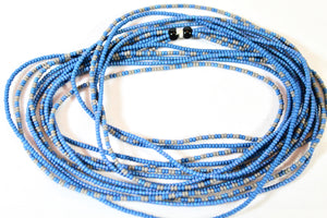 5 Strand Long Necklace - Blue & Gray