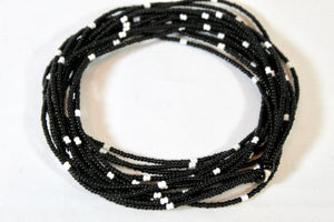 5 Strand Long Necklace - Black & White