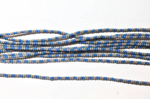 5 Strand Long Necklace - Blue & Gray II