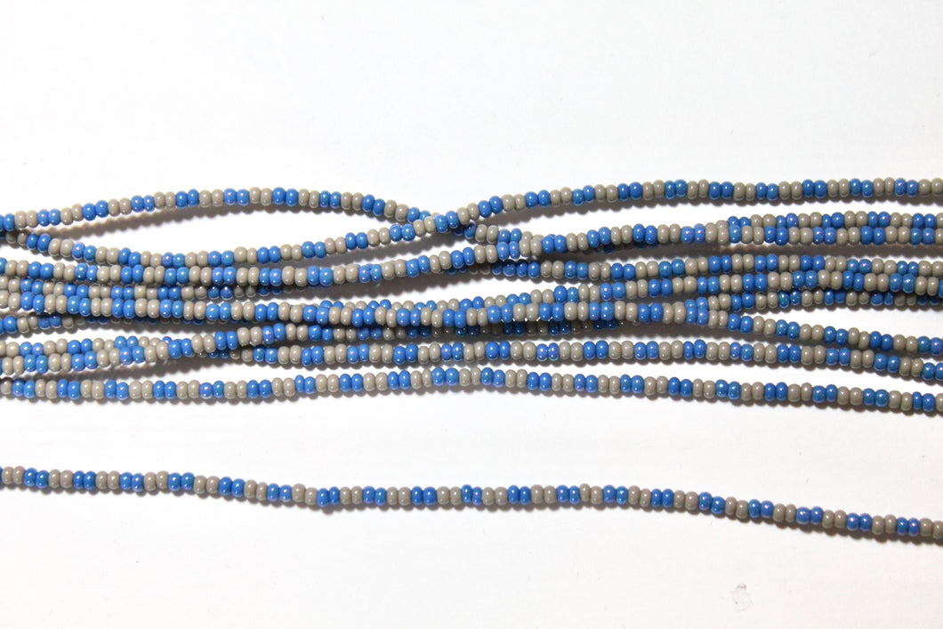 5 Strand Long Necklace - Blue & Gray II