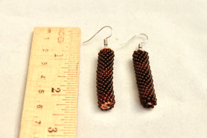 Knitted Column Earrings - Dark Brown