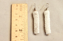 Load image into Gallery viewer, Knitted Column Earrings - White