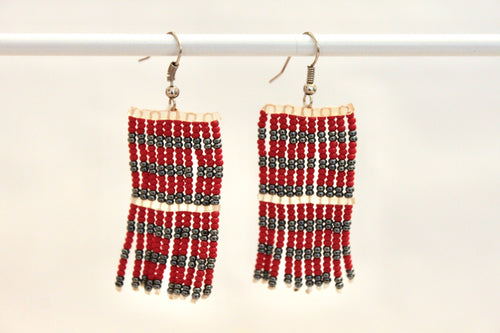 Taposa Earrings - Red & Pewter