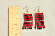 Load image into Gallery viewer, Taposa Earrings - Red &amp; Pewter