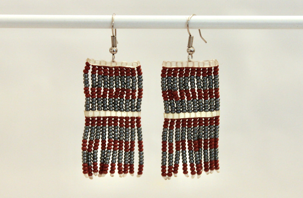 Taposa Earrings - Brown & Pewter