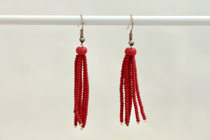 Tassel Earrings - Red Short