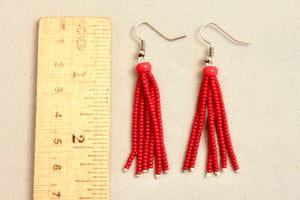 Tassel Earrings - Red Short