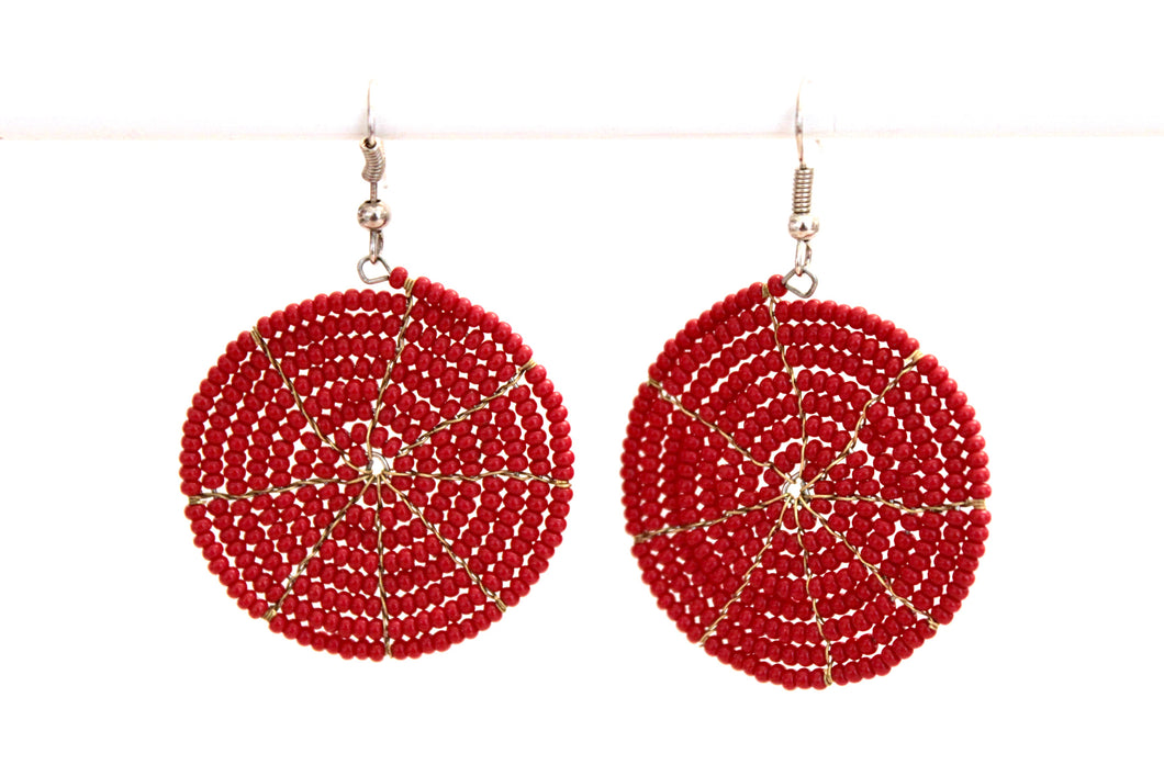 Disk Earrings - Dark Red