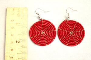 Disk Earrings - Dark Red