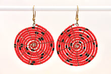 Load image into Gallery viewer, Disk Earrings - Dark Red &amp; Black