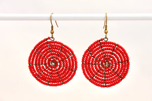 Disk Earrings - Red
