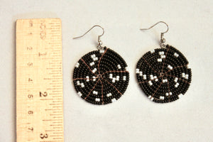 Disk Earrings - Black & Pearl