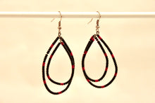 Load image into Gallery viewer, Teardrop Earrings - Black with Red