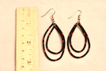 Load image into Gallery viewer, Teardrop Earrings - Black with Red