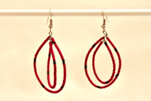 Load image into Gallery viewer, Teardrop Earrings - Dark Red with Black