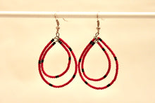 Load image into Gallery viewer, Teardrop Earrings - Red with Black