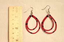 Load image into Gallery viewer, Teardrop Earrings - Red with Black