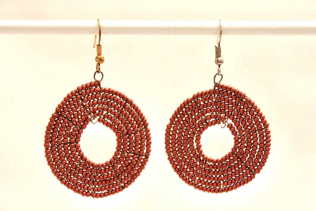 Disk Hoop Earrings - Copper