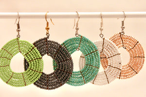 Disk Hoop Earrings - Spring Green