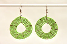 Load image into Gallery viewer, Disk Hoop Earrings - Spring Green