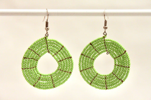 Disk Hoop Earrings - Spring Green