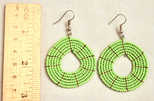 Load image into Gallery viewer, Disk Hoop Earrings - Spring Green