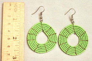 Disk Hoop Earrings - Spring Green