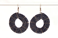 Load image into Gallery viewer, Disk Hoop Earrings - Navy Blue