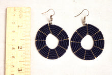 Load image into Gallery viewer, Disk Hoop Earrings - Navy Blue